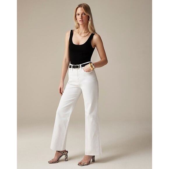 J.crew Slim wide-leg High Rise Raw Hem jean in white wash NWT Size 33 READ - Picture 6 of 16